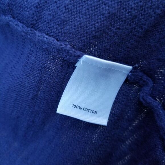 Caslon Cotton Blue Long Open Cardigan Sweater S P - Picture 5 of 7
